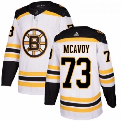 Youth Adidas Boston Bruins 73 Charlie McAvoy Authentic White Away NHL Jersey 