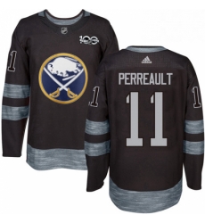 Mens Adidas Buffalo Sabres 11 Gilbert Perreault Authentic Black 1917 2017 100th Anniversary NHL Jersey 