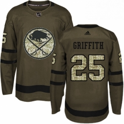 Mens Adidas Buffalo Sabres 25 Seth Griffith Premier Green Salute to Service NHL Jersey 