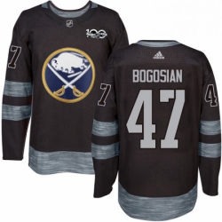 Mens Adidas Buffalo Sabres 47 Zach Bogosian Authentic Black 1917 2017 100th Anniversary NHL Jersey 