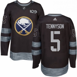 Mens Adidas Buffalo Sabres 5 Matt Tennyson Authentic Black 1917 2017 100th Anniversary NHL Jersey 