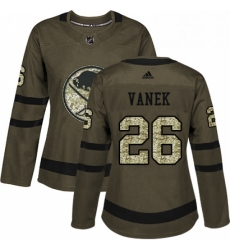 Womens Adidas Buffalo Sabres 26 Thomas Vanek Authentic Green Salute to Service NHL Jersey 