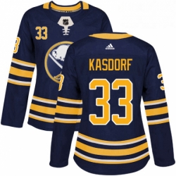 Womens Adidas Buffalo Sabres 33 Jason Kasdorf Authentic Navy Blue Home NHL Jersey 