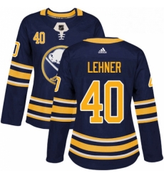 Womens Adidas Buffalo Sabres 40 Robin Lehner Authentic Navy Blue Home NHL Jersey 