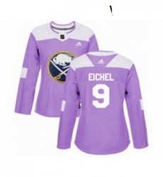 Womens Adidas Buffalo Sabres 9 Jack Eichel Authentic Purple Fights Cancer Practice NHL Jersey 