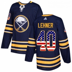 Youth Adidas Buffalo Sabres 40 Robin Lehner Authentic Navy Blue USA Flag Fashion NHL Jersey 