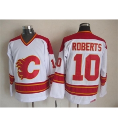 Calgary Flames  #10 Gary Roberts White CCM Throwback Stitched NHL Jersey