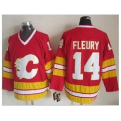 Calgary Flames  #14 Theoren Fleury Red CCM Throwback Stitched NHL Jersey