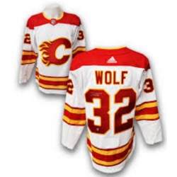 Men Calgary Flames Dustin Wolf #32 NHL Adidas Stitched Jersey White