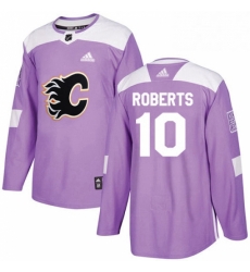 Mens Adidas Calgary Flames 10 Gary Roberts Authentic Purple Fights Cancer Practice NHL Jersey 