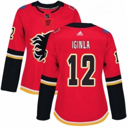 Womens Adidas Calgary Flames 12 Jarome Iginla Premier Red Home NHL Jersey 