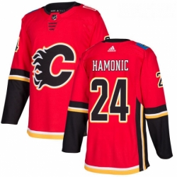 Youth Adidas Calgary Flames 24 Travis Hamonic Authentic Red Home NHL Jersey 