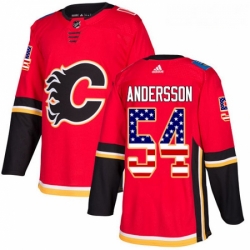 Youth Adidas Calgary Flames 54 Rasmus Andersson Authentic Red USA Flag Fashion NHL Jersey 