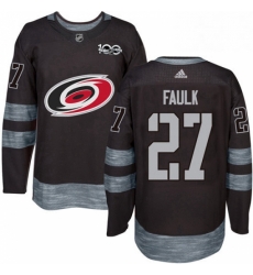 Mens Adidas Carolina Hurricanes 27 Justin Faulk Premier Black 1917 2017 100th Anniversary NHL Jersey 