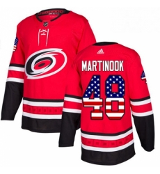 Mens Adidas Carolina Hurricanes 48 Jordan Martinook Authentic Red USA Flag Fashion NHL Jersey 