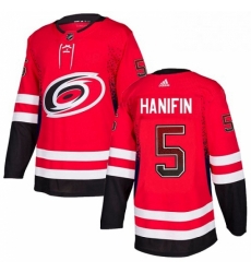 Mens Adidas Carolina Hurricanes 5 Noah Hanifin Authentic Red Drift Fashion NHL Jersey 