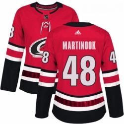 Womens Adidas Carolina Hurricanes 48 Jordan Martinook Authentic Red Home NHL Jersey 