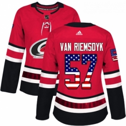 Womens Adidas Carolina Hurricanes 57 Trevor Van Riemsdyk Authentic Red USA Flag Fashion NHL Jersey 