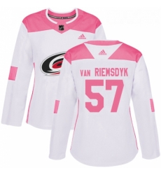 Womens Adidas Carolina Hurricanes 57 Trevor Van Riemsdyk Authentic WhitePink Fashion NHL Jersey 