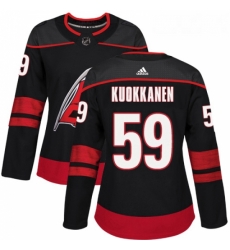 Womens Adidas Carolina Hurricanes 59 Janne Kuokkanen Premier Black Alternate NHL Jersey 