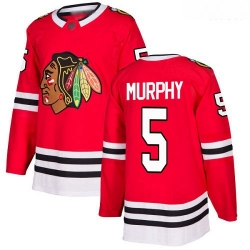 Blackhawks #5 Connor Murphy Red Home Authentic Stitched Hockey Jersey