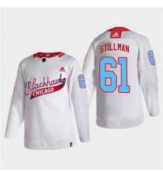 Men Chicago Blackhawks 61 Riley Stillman 2022 Community Night White Stitched jersey