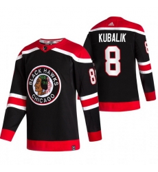 Men Chicago Blackhawks 8 Dominik Kubalik Black Adidas 2020 21 Reverse Retro Alternate NHL Jersey