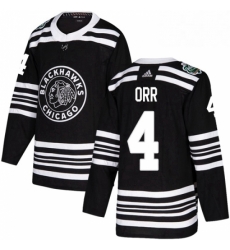 Mens Adidas Chicago Blackhawks 4 Bobby Orr Authentic Black 2019 Winter Classic NHL Jersey 