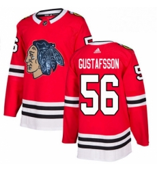 Mens Adidas Chicago Blackhawks 56 Erik Gustafsson Authentic Red Fashion Gold NHL Jersey 