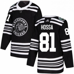 Mens Adidas Chicago Blackhawks 81 Marian Hossa Authentic Black 2019 Winter Classic NHL Jersey 