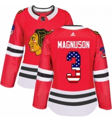 Womens Adidas Chicago Blackhawks 3 Keith Magnuson Authentic Red USA Flag Fashion NHL Jersey 