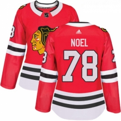 Womens Adidas Chicago Blackhawks 78 Nathan Noel Authentic Red Home NHL Jersey 