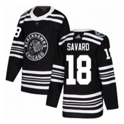 Youth Adidas Chicago Blackhawks 18 Denis Savard Authentic Black 2019 Winter Classic NHL Jersey 