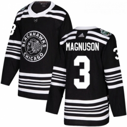 Youth Adidas Chicago Blackhawks 3 Keith Magnuson Authentic Black 2019 Winter Classic NHL Jersey 