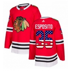 Youth Adidas Chicago Blackhawks 35 Tony Esposito Authentic Red USA Flag Fashion NHL Jersey 