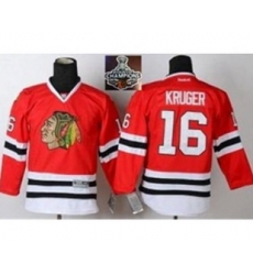 youth nhl jerseys chicago blackhawks #16 kruger red[2015 Stanley cup champions][kruger]