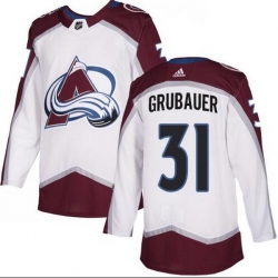 Men Colorado Avalanche 31 Philipp Grubauer White Adidas Jersey