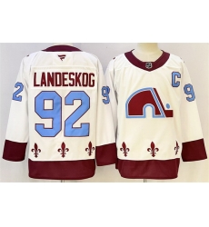 Men Colorado Avalanche 92 Gabriel Landeskog White 2024 25 With C Patch Stitched Jersey