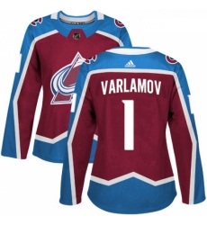 Womens Adidas Colorado Avalanche 1 Semyon Varlamov Authentic Burgundy Red Home NHL Jersey 