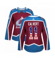 Womens Adidas Colorado Avalanche 11 Matt Calvert Authentic Burgundy Red USA Flag Fashion NHL Jersey 