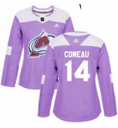 Womens Adidas Colorado Avalanche 14 Blake Comeau Authentic Purple Fights Cancer Practice NHL Jersey 