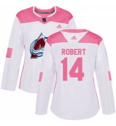 Womens Adidas Colorado Avalanche 14 Rene Robert Authentic WhitePink Fashion NHL Jersey 