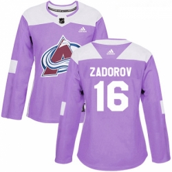 Womens Adidas Colorado Avalanche 16 Nikita Zadorov Authentic Purple Fights Cancer Practice NHL Jersey 