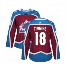 Womens Adidas Colorado Avalanche 18 Conor Timmins Premier Burgundy Red Home NHL Jersey 