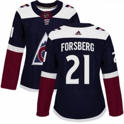 Womens Adidas Colorado Avalanche 21 Peter Forsberg Premier Navy Blue Alternate NHL Jersey 