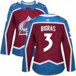 Womens Adidas Colorado Avalanche 3 Chris Bigras Premier Burgundy Red Home NHL Jersey 