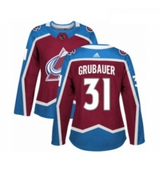 Womens Adidas Colorado Avalanche 31 Philipp Grubauer Premier Burgundy Red Home NHL Jersey 