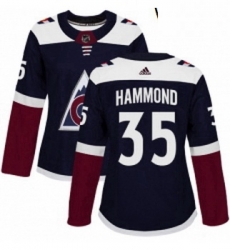 Womens Adidas Colorado Avalanche 35 Andrew Hammond Authentic Navy Blue Alternate NHL Jersey 