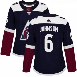 Womens Adidas Colorado Avalanche 6 Erik Johnson Authentic Navy Blue Alternate NHL Jersey 