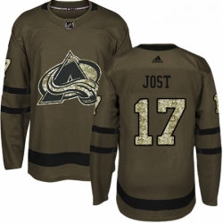 Youth Adidas Colorado Avalanche 17 Tyson Jost Authentic Green Salute to Service NHL Jersey 